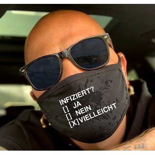Nasen-Mund-Maske schwarz Motiv Infiziert