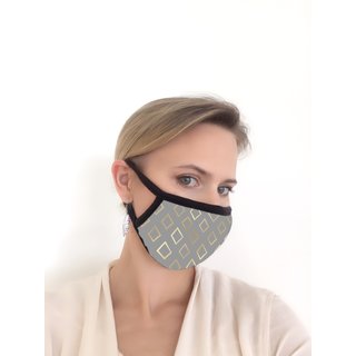 Nasen-Mund-Maske Batik blau mit Filtertasche