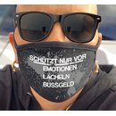 Nasen-Mund-Maske schwarz Motiv Emotionen, Lcheln, Bussgeld