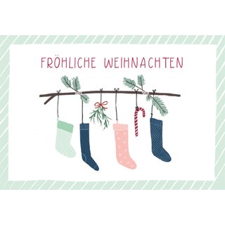 Mini Karte Socken Frhliche Weihnachten
